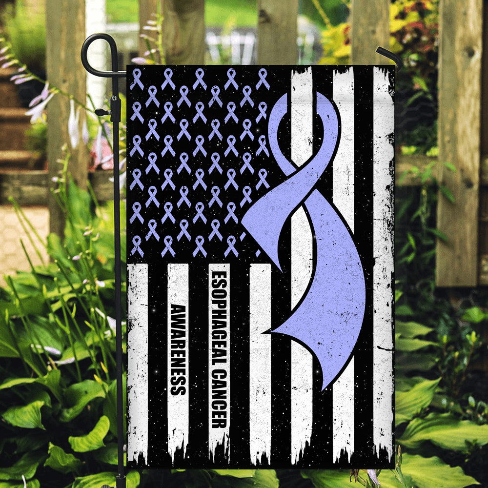 Esophageal Cancer Awareness America Flag Periwinkle Ribbon | siriusteestore