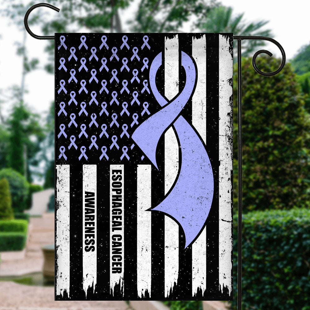 Esophageal Cancer Awareness America Flag Periwinkle Ribbon | siriusteestore