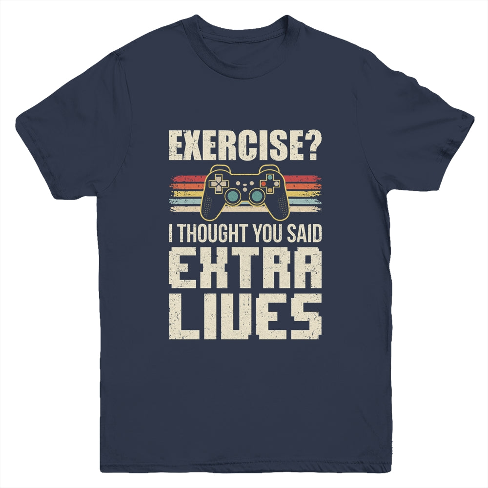 Extra Lives Funny Video Game Controller Retro Gamer Boys Youth Shirt | siriusteestore