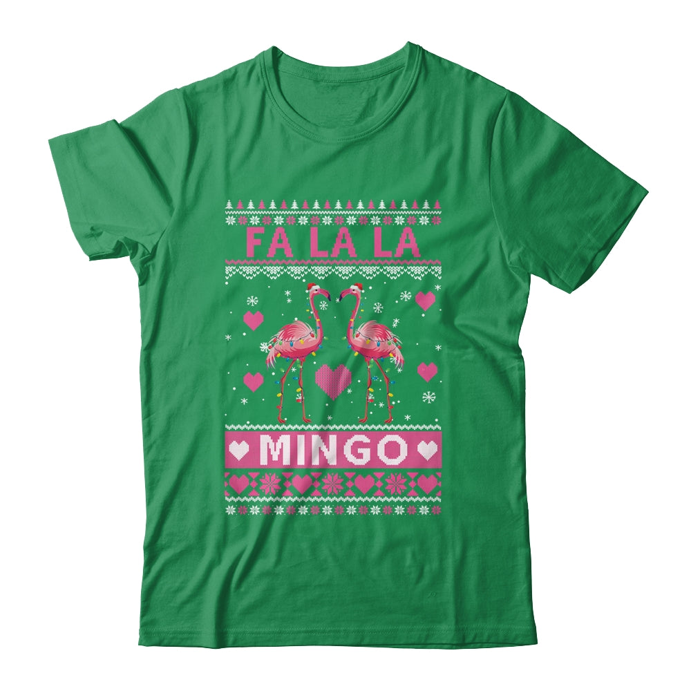 Fa La La La Mingo Flamingo Santa Pink Ugly Christmas Shirt & Sweatshirt | siriusteestore