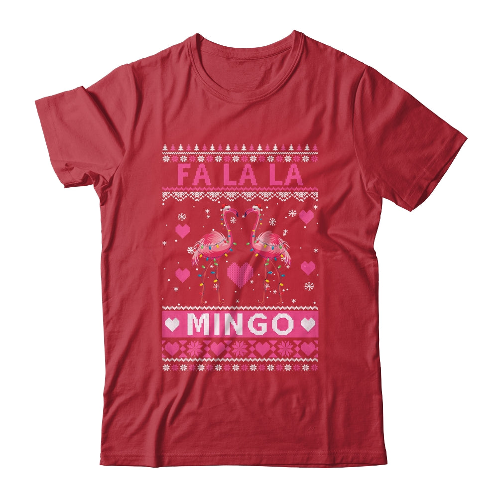 Fa La La La Mingo Flamingo Santa Pink Ugly Christmas Shirt & Sweatshirt | siriusteestore