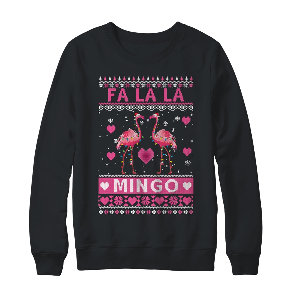 Fa La La La Mingo Flamingo Santa Pink Ugly Christmas Shirt & Sweatshirt | siriusteestore