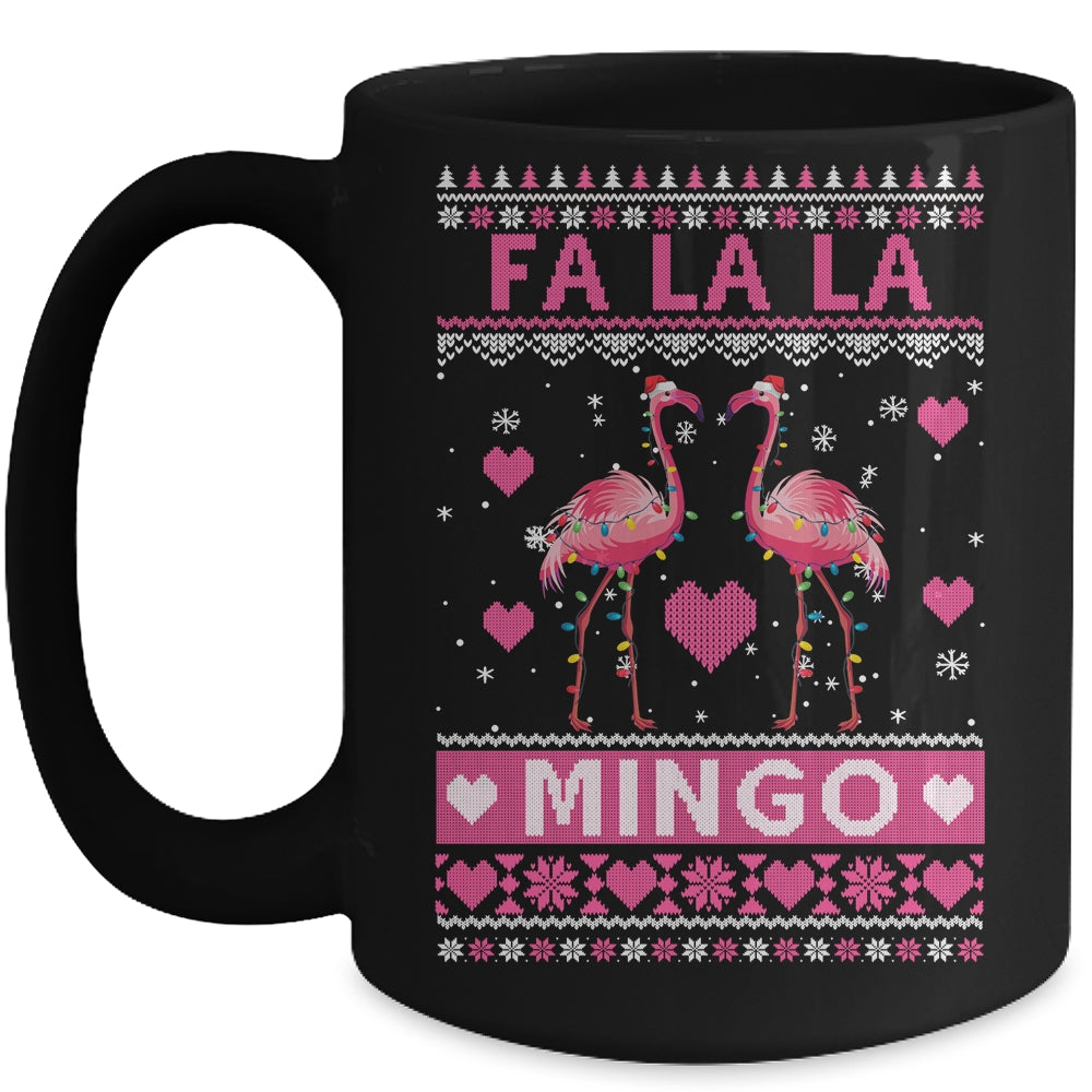 Fa La La La Mingo Flamingo Santa Pink Ugly Christmas Mug | siriusteestore