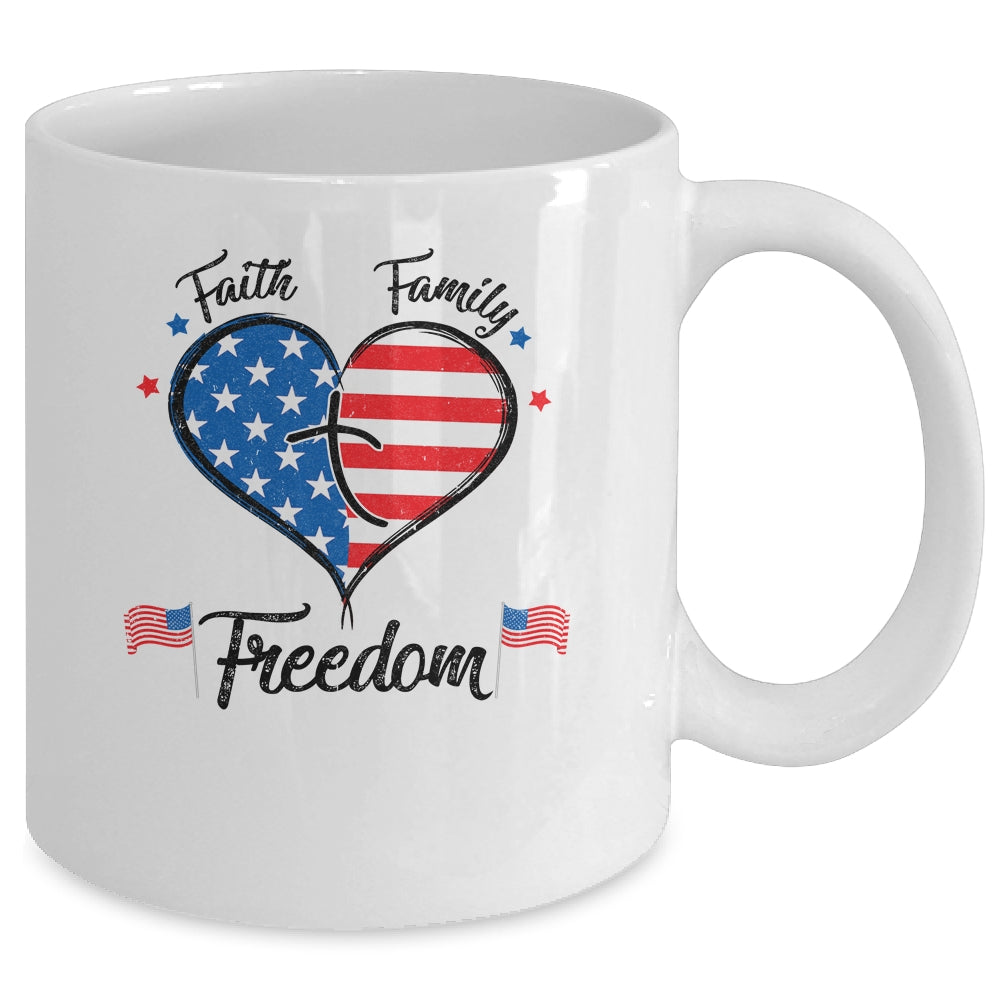 Faith Family Freedom Fourth Of July American Flag Patriotic Mug | siriusteestore