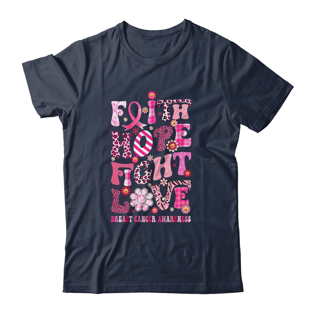 Faith Hope Fight Love Breast Cancer Awareness Pink Leopard Shirt & Hoodie | siriusteestore