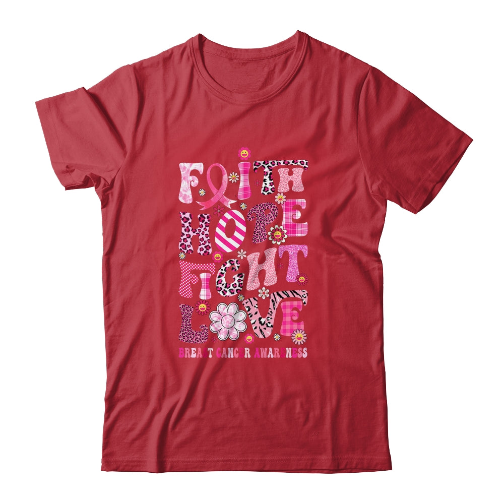 Faith Hope Fight Love Breast Cancer Awareness Pink Leopard Shirt & Hoodie | siriusteestore