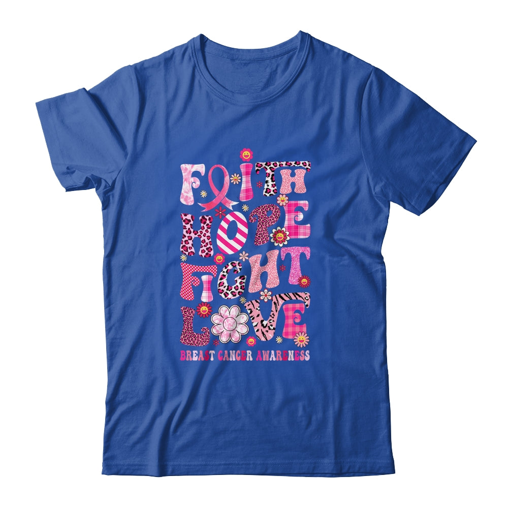 Faith Hope Fight Love Breast Cancer Awareness Pink Leopard Shirt & Hoodie | siriusteestore