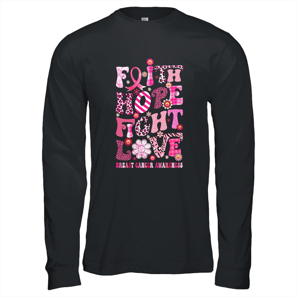 Faith Hope Fight Love Breast Cancer Awareness Pink Leopard Shirt & Hoodie | siriusteestore