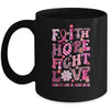 Faith Hope Fight Love Breast Cancer Awareness Pink Leopard Mug | siriusteestore