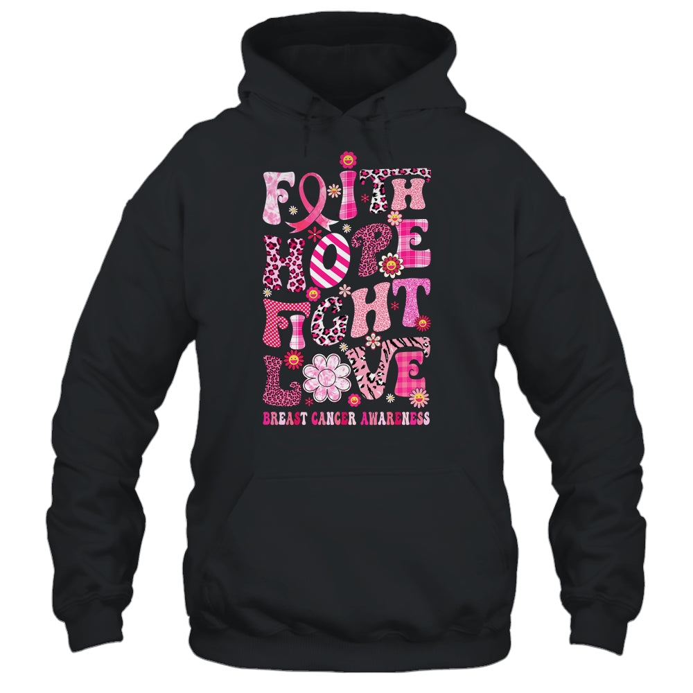 Faith Hope Fight Love Breast Cancer Awareness Pink Leopard Shirt & Hoodie | siriusteestore