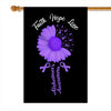 Faith Hope Love Alzheimer's Awareness Flag Daisy Flower Purple Ribbon | siriusteestore