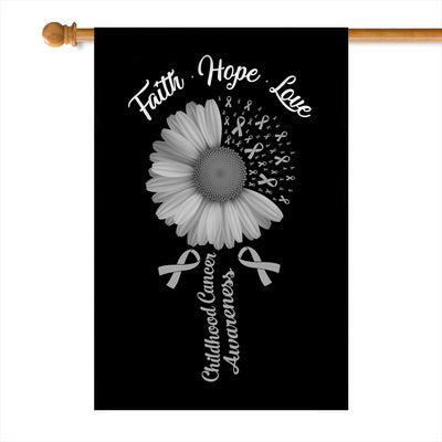 Faith Hope Love Brain Cancer Awareness Flag Daisy Flower Grey Ribbon | siriusteestore