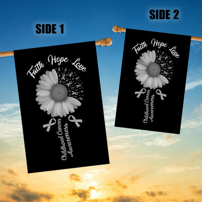 Faith Hope Love Brain Cancer Awareness Flag Daisy Flower Grey Ribbon | siriusteestore