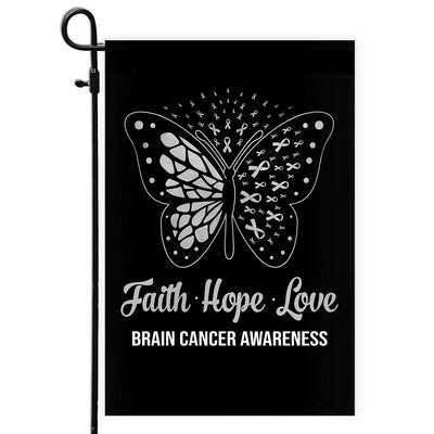 Faith Hope Love Butterfly Brain Cancer Awareness Flag Grey Ribbon | siriusteestore