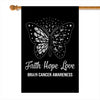 Faith Hope Love Butterfly Brain Cancer Awareness Flag Grey Ribbon | siriusteestore