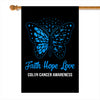 Faith Hope Love Butterfly Colon Cancer Awareness Flag Blue Ribbon | siriusteestore