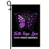 Faith Hope Love Butterfly Cystic Fibrosis Awareness Flag Purple Ribbon | siriusteestore