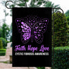 Faith Hope Love Butterfly Cystic Fibrosis Awareness Flag Purple Ribbon | siriusteestore