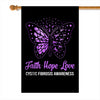 Faith Hope Love Butterfly Cystic Fibrosis Awareness Flag Purple Ribbon | siriusteestore