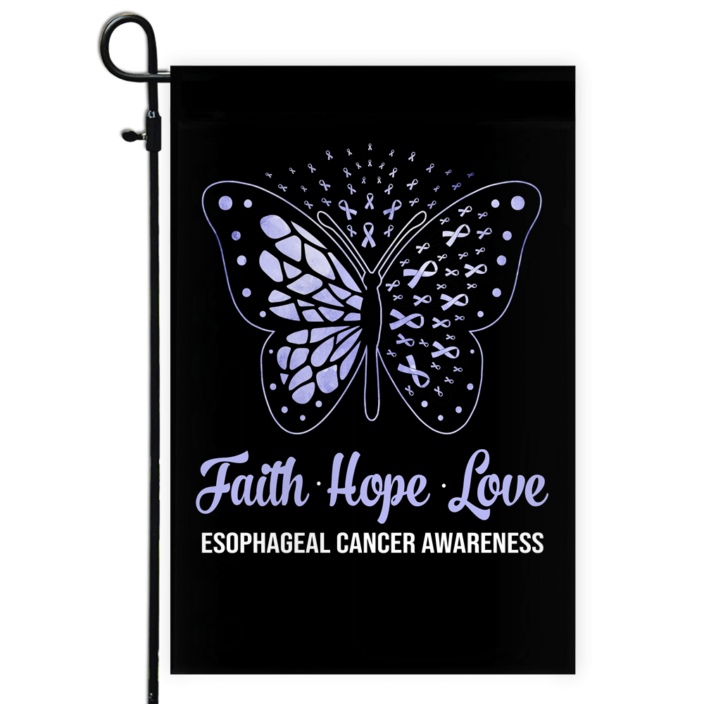 Faith Hope Love Butterfly Esophageal Cancer Awareness Flag Periwinkle Ribbon | siriusteestore
