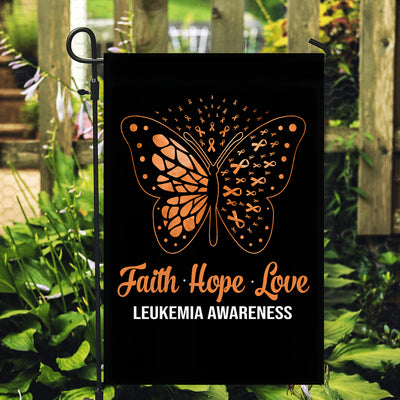 Faith Hope Love Butterfly Leukemia Cancer Awareness Flag Orange Ribbon | siriusteestore