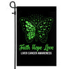 Faith Hope Love Butterfly Liver Cancer Awareness Flag Green Ribbon | siriusteestore