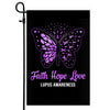 Faith Hope Love Butterfly Lupus Awareness Flag Purple Ribbon | siriusteestore