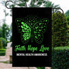 Faith Hope Love Butterfly Mental Health Awareness Flag Green Ribbon | siriusteestore