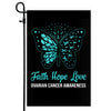 Faith Hope Love Butterfly Ovarian Cancer Awareness Flag Teal Ribbon | siriusteestore