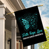 Faith Hope Love Butterfly Ovarian Cancer Awareness Flag Teal Ribbon | siriusteestore