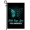 Faith Hope Love Butterfly PCOS Awareness Flag Teal Ribbon | siriusteestore