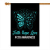 Faith Hope Love Butterfly PCOS Awareness Flag Teal Ribbon | siriusteestore