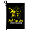 Faith Hope Love Butterfly Sarcoma Awareness Flag Yellow Ribbon | siriusteestore