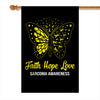 Faith Hope Love Butterfly Sarcoma Awareness Flag Yellow Ribbon | siriusteestore