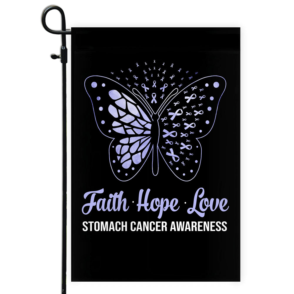 Faith Hope Love Butterfly Stomach Cancer Awareness Flag Periwinkle Ribbon | siriusteestore