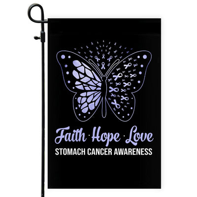 Faith Hope Love Butterfly Stomach Cancer Awareness Flag Periwinkle Ribbon | siriusteestore