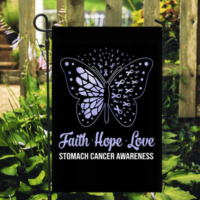 Faith Hope Love Butterfly Stomach Cancer Awareness Flag Periwinkle Ribbon | siriusteestore