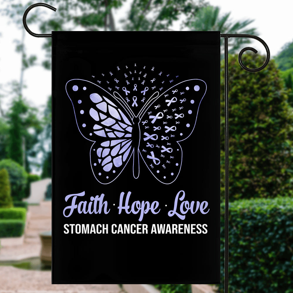 Faith Hope Love Butterfly Stomach Cancer Awareness Flag Periwinkle Ribbon | siriusteestore