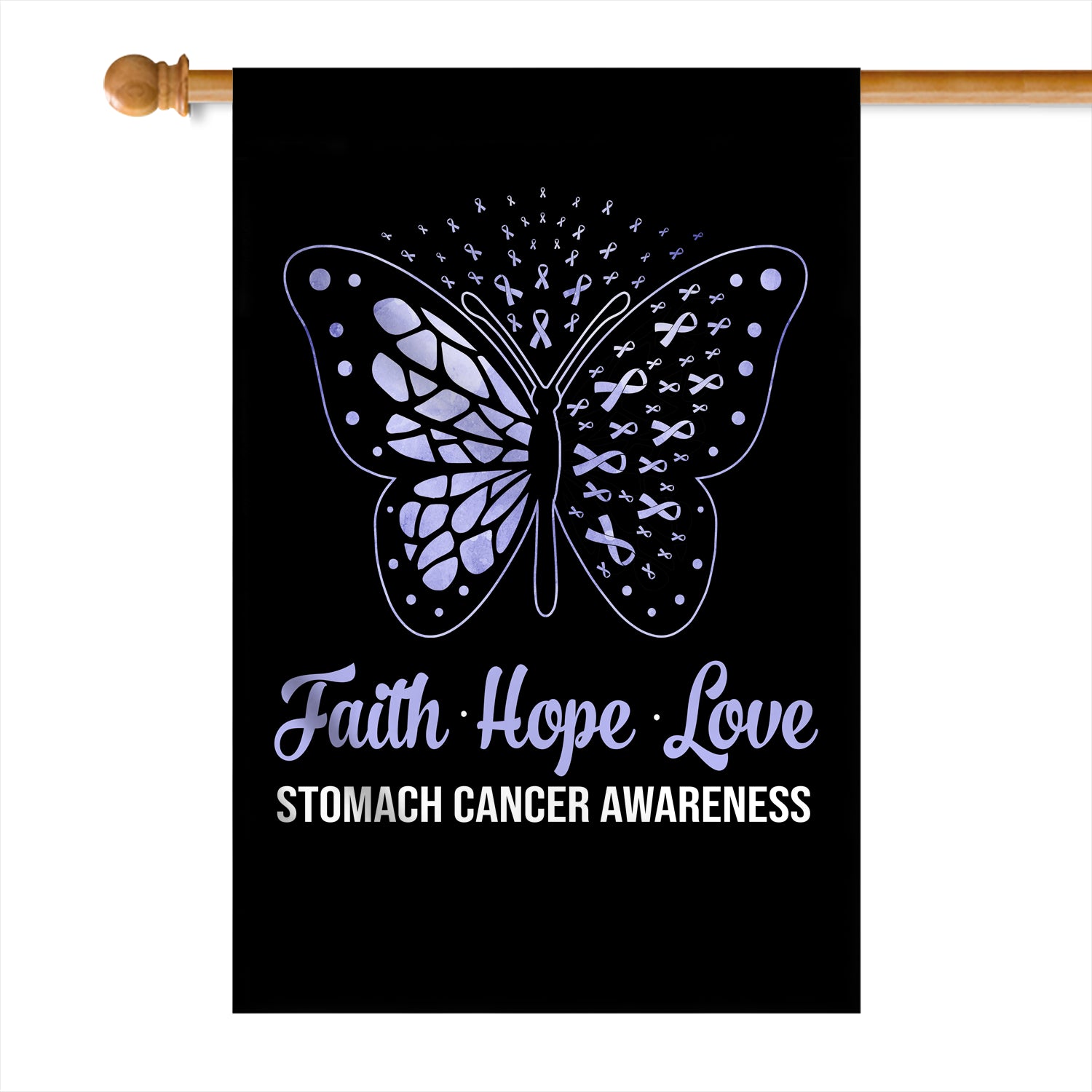 Faith Hope Love Butterfly Stomach Cancer Awareness Flag Periwinkle Ribbon | siriusteestore