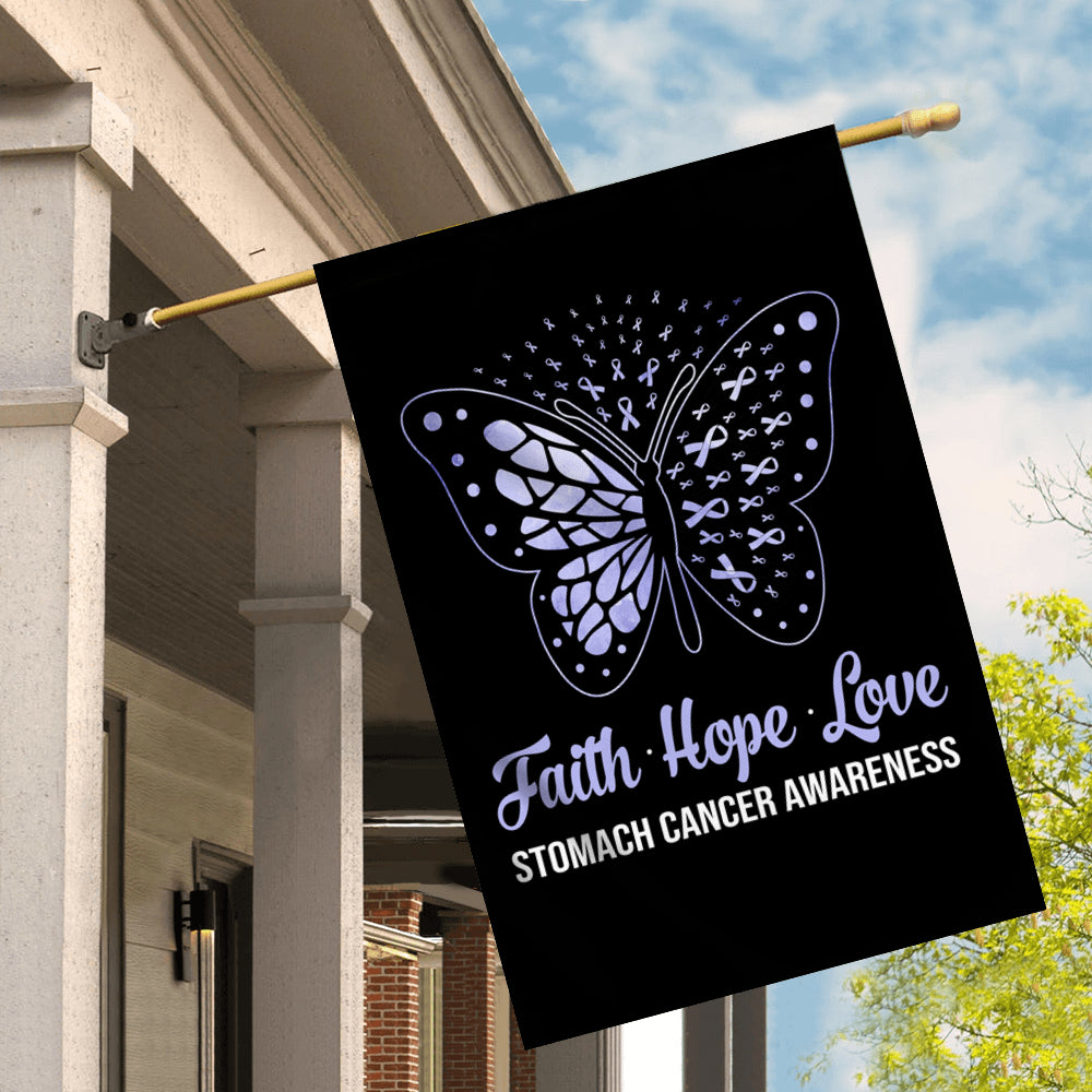 Faith Hope Love Butterfly Stomach Cancer Awareness Flag Periwinkle Ribbon | siriusteestore