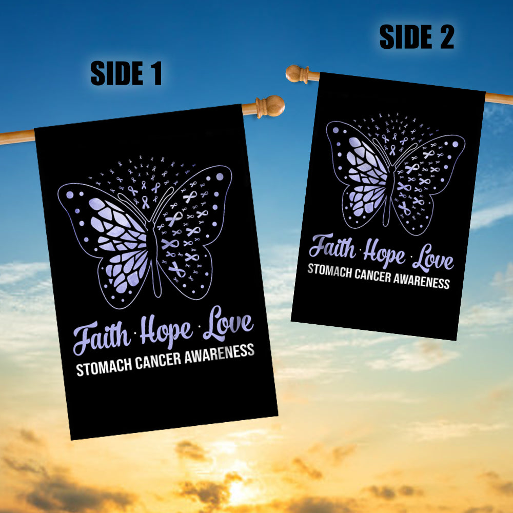 Faith Hope Love Butterfly Stomach Cancer Awareness Flag Periwinkle Ribbon | siriusteestore