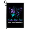 Faith Hope Love Butterfly Suicide Prevention Awareness Flag Teal and Purple Ribbon | siriusteestore