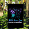Faith Hope Love Butterfly Suicide Prevention Awareness Flag Teal and Purple Ribbon | siriusteestore