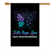 Faith Hope Love Butterfly Suicide Prevention Awareness Flag Teal and Purple Ribbon | siriusteestore
