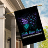 Faith Hope Love Butterfly Suicide Prevention Awareness Flag Teal and Purple Ribbon | siriusteestore