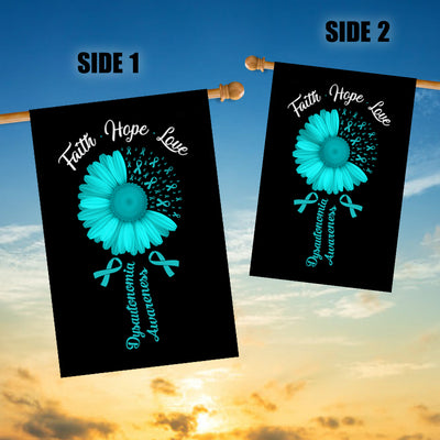 Faith Hope Love Dysautonomia Awareness Flag Daisy Flower Turquoise Ribbon | siriusteestore
