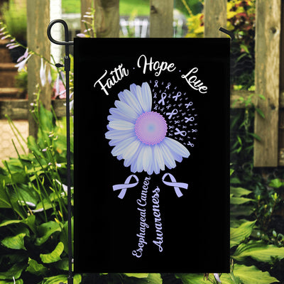 Faith Hope Love Esophageal Cancer Awareness Flag Daisy Flower Periwinkle Ribbon | siriusteestore