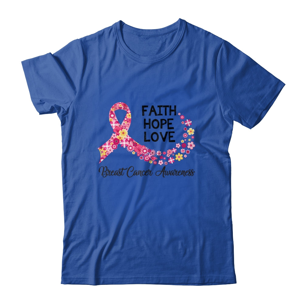 Faith Hope Love Flower Pink Ribbon Breast Cancer Awareness Shirt & Hoodie | siriusteestore