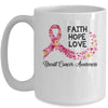 Faith Hope Love Flower Pink Ribbon Breast Cancer Awareness Mug | siriusteestore