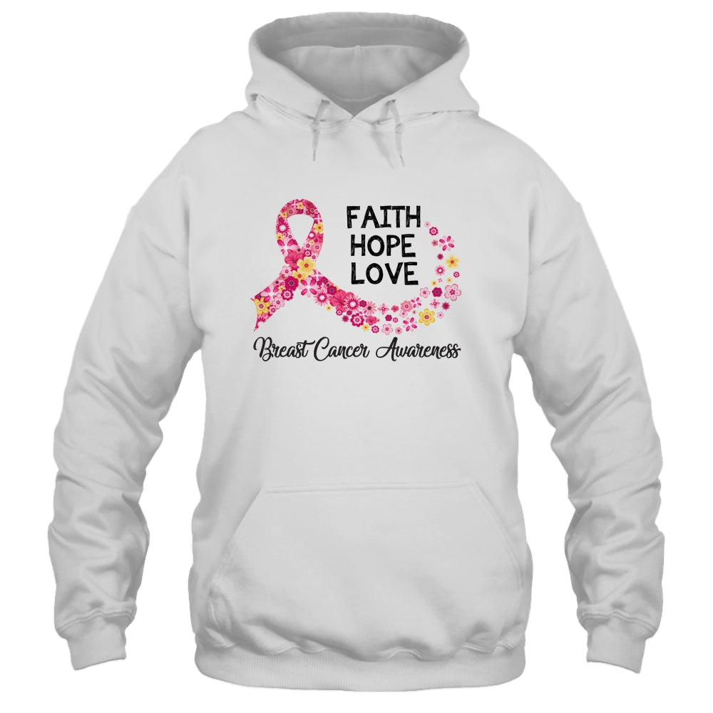 Faith Hope Love Flower Pink Ribbon Breast Cancer Awareness Shirt & Hoodie | siriusteestore